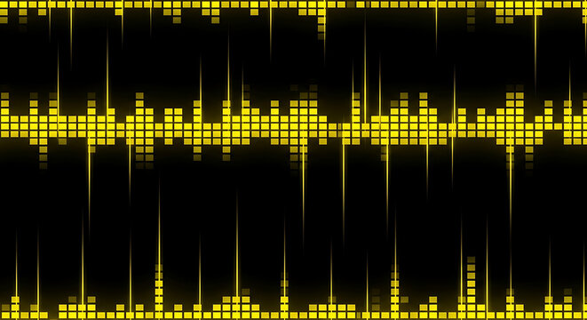 Yellow equalizer audio spectrum sound wave music waveform digital display graphic visualizer design