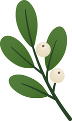 A illustration of Christmas holly leaves and berries, featuring festive botanical elements in green and white. Perfect for holiday decorations, cards, patterns, wrapping paper, winter season design.