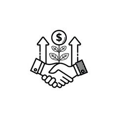Business growth and investment handshake silhouette