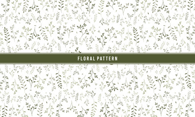 Soft Green Aesthetic Seamless Floral Pattern on White Background