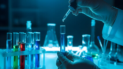 Scientist working with test tubes in laboratory