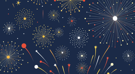 Festive fireworks display on a deep blue background symbolizing celebration and joy with vibrant