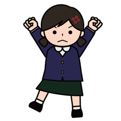 Fototapeta premium 怒って両手を上げる女の子