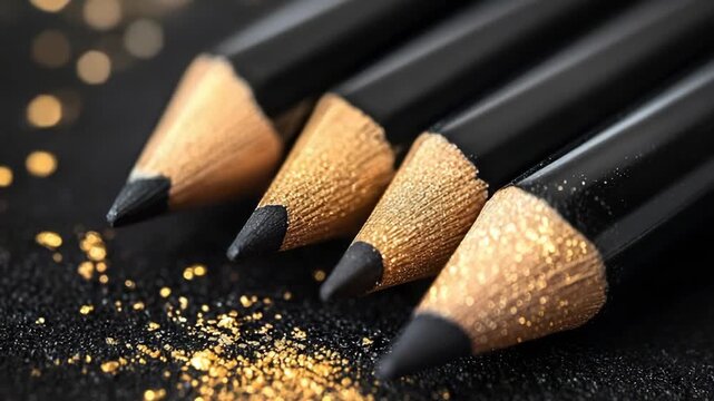selective focus black eye pencils