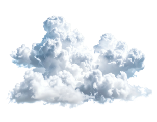 Fluffy cumulus cloud, detailed with a dark, transparent background