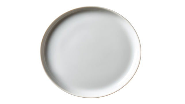 A simple, elegant white plate on a white background, perfect for food presentation and culinary styling.