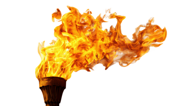 A vibrant torch flame illuminating the darkness, symbolizing hope and celebration.