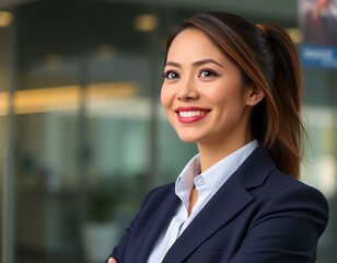 Naklejka premium Grace in Command: A Portrait of Poised Professionalism