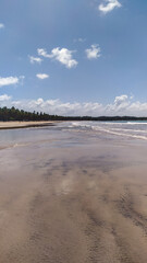 Cueira Beach reflects the last blue light of day as the sun sets over Boipeba Island, Bahia.