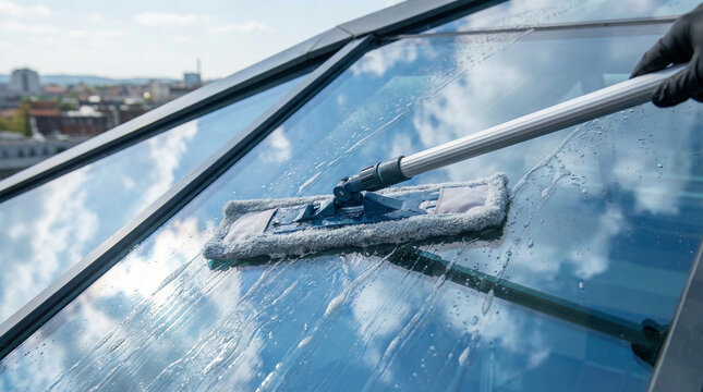 Professional Exterior Glass Cleaning with Telescopic Mop