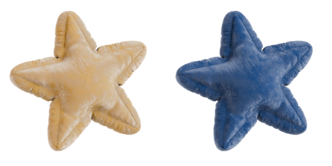 nflatable abstract 3D velvet star cushion illustration, isolated with transparent background