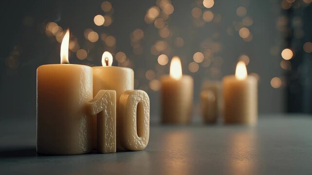 Celebrating a Decade with Celebratory Candles Offering Warm Glowing Light