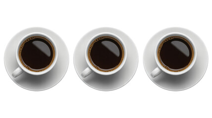 Three cups of rich, dark coffee to fuel your creative projects or add a touch of warmth to your designs or social media, perfect for a quick boost!