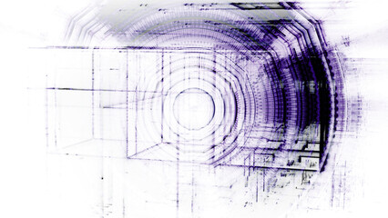 Dynamische innovative Technologie-Illustration - Violetter Datenfluss und elegante Bewegung für kreative moderne Designs, digitale Medien, Forschung, Wissenschaft