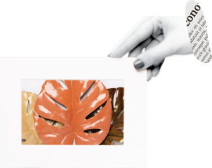 hand holding a painting art collage