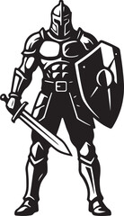 Fototapeta premium black silhouette of warrior on white background, vector