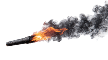 Flame and smoke emerging from a burning torch, highlighting the elements of heat and fire.