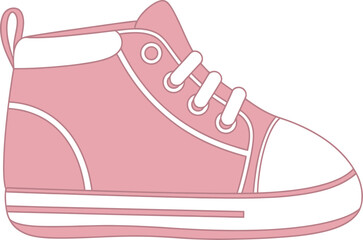 Cute pink baby sneaker with white laces and sole, ready for little adventures