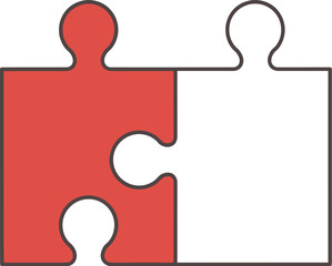 Two puzzle pieces connecting, symbolizing teamwork and solutions in a simple, clean graphic.