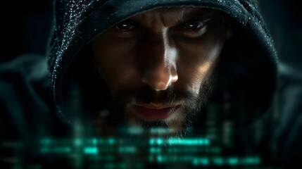 Ethical hacker at work in modern office environment