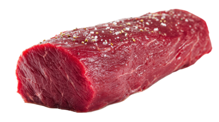 Fresh piece of raw beef tenderloin on a white isolated background.