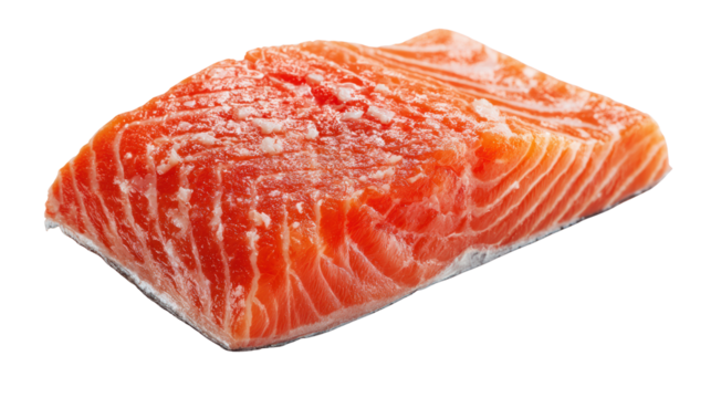 Fresh salmon fillet on white isolate background ready for cooking or grilling.