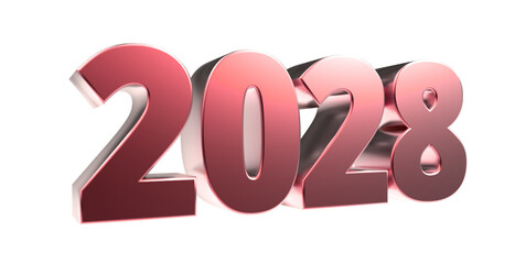 2028 - moderne plakative rote 3D Jahreszahl mit metallisch schimmerndem Farbverlauf, Neujahr, zukünftige Trends, Technologie, Business, Saison, Jubiläum, Innovation, Geschäftspräsentationen, Schrift