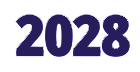 2028 - moderne plakative blaue 3D Jahreszahl mit metallisch schimmerndem Farbverlauf, Neujahr, zukünftige Trends, Technologie, Business, Saison, Jubiläum, Innovation, Geschäftspräsentationen, Schrift