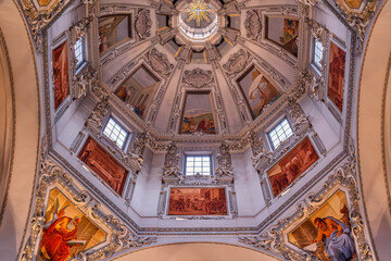 Frescoed dome interior of Salzburg Cathedral
