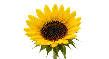 Naklejka premium Closeup of a vibrant yellow sunflower isolated on transparent background, showcasing its beauty