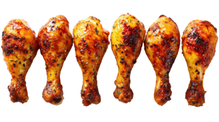 Grilled chicken drumsticks arranged on a plate, juicy and flavorful, perfect for barbecues and gatherings.