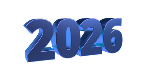 Moderne 3D-Schrift 2026 - plakative blaue Jahreszahl mit schimmerndem Farbverlauf, Neujahr, Zukünftige Trends, Technologie, Business, Saison, Jubiläum, Innovation, Geschäftspräsentationen