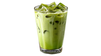 Refreshing iced green tea beverage with ice cubes in a clear glass, perfect for a summer day.