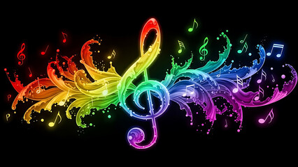 Abstract music background with colorful flowing sound waves.