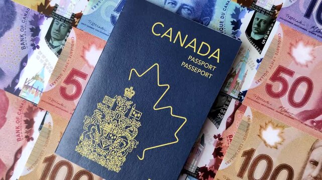 Canada passport, Canadian visa for international travel and vacation. Canadian passport as a background for your design