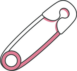 Simple illustration of a white and pink safety pin on a white background