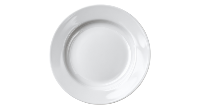 White plate, isolated on background, perfect for display or culinary presentations.