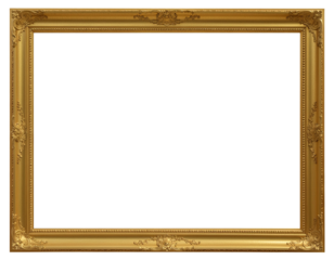 gold frame for mock up isolated on transparent background