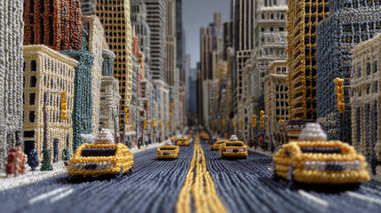 Fototapeta premium bustling city street, numerous cars in motion, brown and gray tones, dynamic depth of field, urban atmosphere, suitable for website banners, social media headers, app UI backgrounds