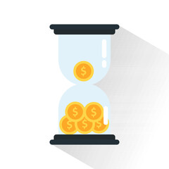 Illustration Icon Of Hourglass with Dollar Coins