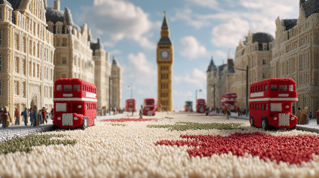 red bus driving along an asphalt road, urban environment, vibrant colors, dynamic perspective, soft shadows, suitable for travel websites, public transport promotions, and urban lifestyle presentation