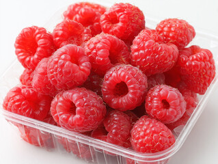 Red Raspberry Abundance: Fresh, vibrant red raspberries spill forth, a visual symphony of sweet, juicy allure and nature's delectable offerings.