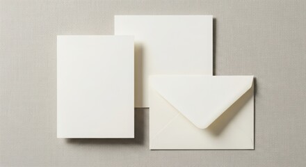Elegant stationery mockup featuring a blank envelope and cards on a textured background perfect for showcasing wedding invitations or personalized greetings