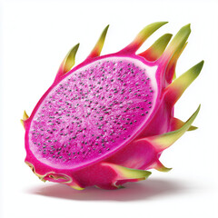 Exotic Dragon Fruit: A close-up view of a vibrant dragon fruit, sliced open to reveal its colorful interior, showcasing the unique textures and flavors of this tropical delicacy.