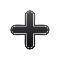 Obraz premium Modern Black Plus Sign Icon with Rounded Corners Graphic Symbol for Addition or Positive Concepts