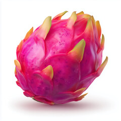 Exotic Dragon Fruit: A close-up shot of a vibrant dragon fruit, showcasing its unique texture, vivid pink exterior, and verdant accents, symbolizing health, flavor, and tropical delight.