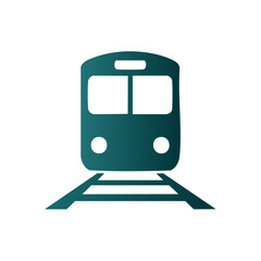 Minimalist train icon illustration with tracks, representing railway transportation and travel