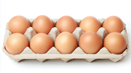 Egg Carton: A neatly arranged carton of fresh, brown eggs. The image showcases the simple beauty and nutritional potential of these common staples.