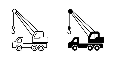 Mobile Crane Truck Icon &ndash; Construction Lifting Vehicle Vector