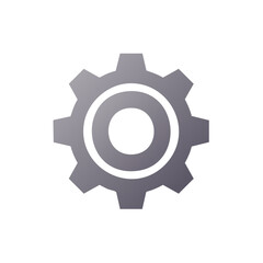 Simple gray gear icon symbolizing engineering and mechanical parts